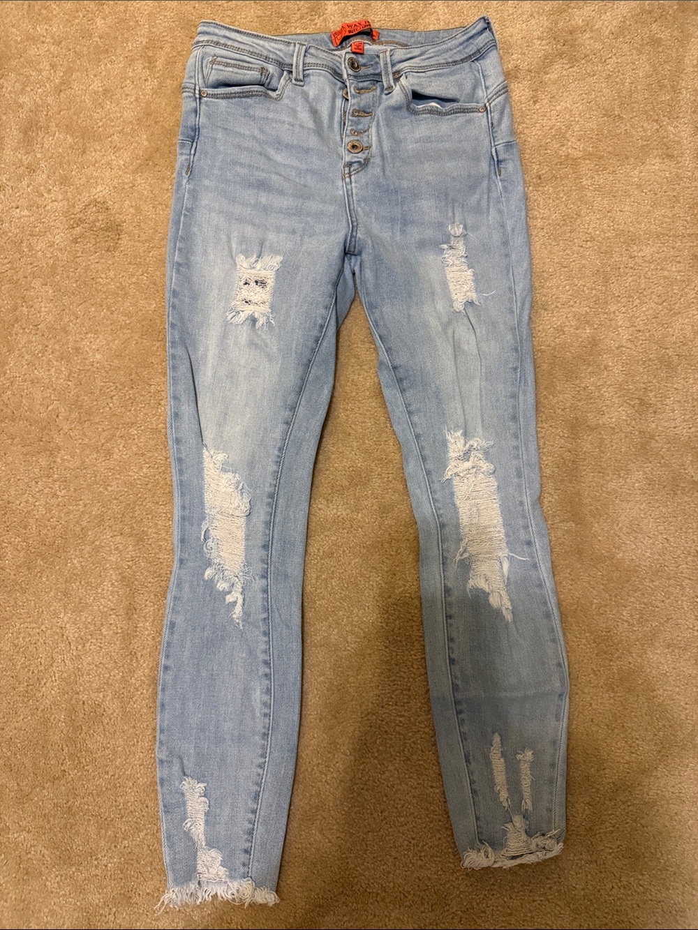 Wax Jean Light Blue Distressed Skinny Jeans